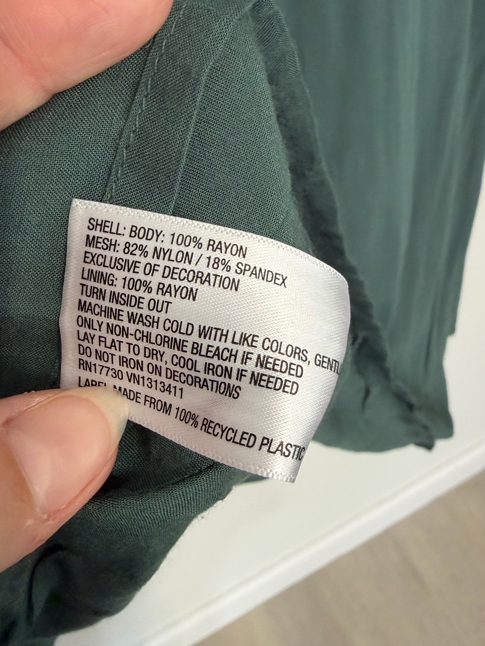 Xhilaration Teal Green Long-Sleeve Sheer-Yoke Dress - Picture 6 of 10